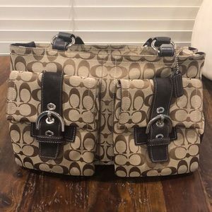 Coach Two Front Pockets Signature C Satchel